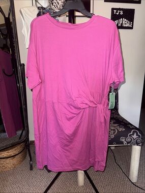 Terra & Sky Knot-Detail Short Sleeve Tunic - Hot Pink